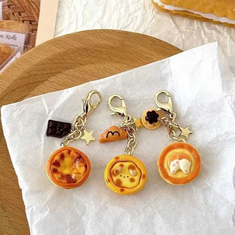 Cute Egg Tarts Pendant Keychain For Car Keys Accessories Creative Coffee And Bread Food Design Keyrings For Mobile Phone Chain W250526