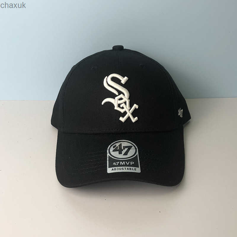 47brand Hat White Sock Team Baseball Cap MLB Trendy Versatile Unisex Casual Baseball Cap S251119
