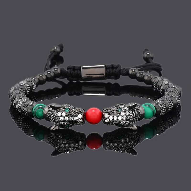 Luxury Leopard Head Charms Man Bracelet Stainless Steel Beads Woman Bracelets Lover Couple Jewelry Gift W250526