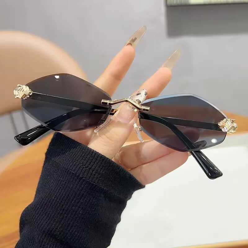Frameless Rhombus Personalized Womens Sunglasses Elegant and Versatile Classic Sunglasses Luxury and High-End Sunglasses UV400. Z250527