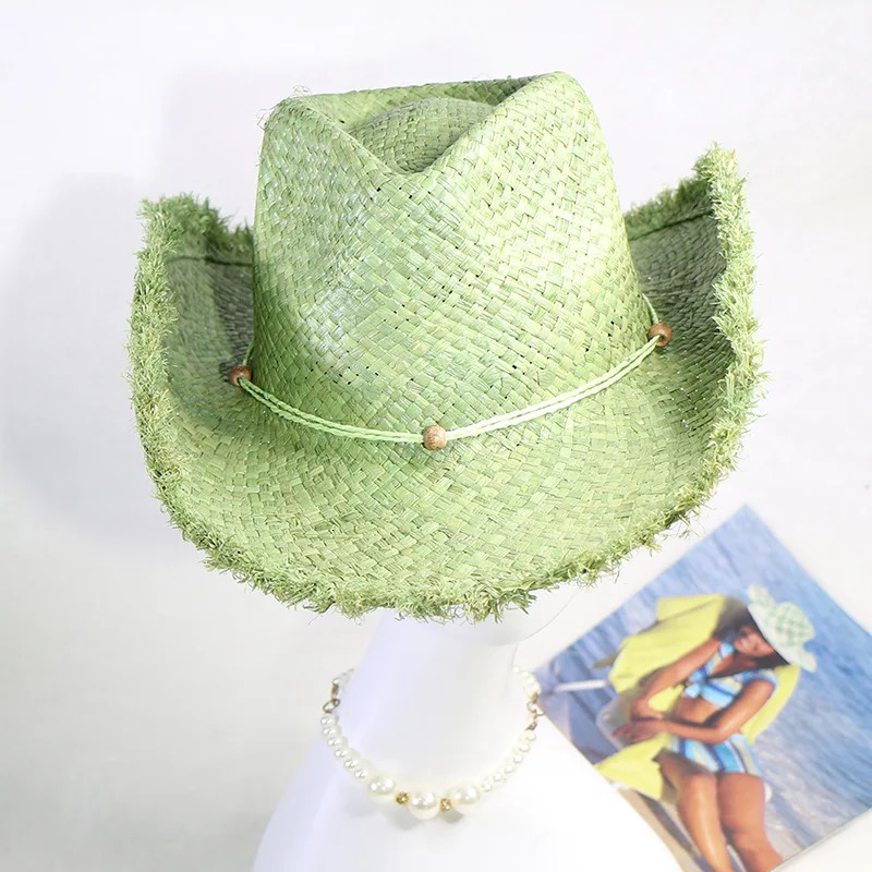 Western Hat Lafite Straw Cowboy Hat Hollow n Man and Women Can Wear Outdoor Beach Vacation Sun Hat INS Style Cowboy Hat 250526