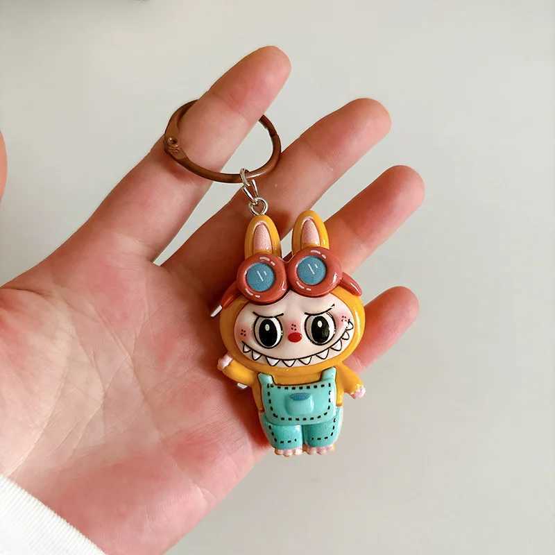 New Resin Sports Leisure Labubu Keychains For Women Y2k Bag Pendant Couple Car Key Chains Jewelry Gift Decoration Accessories W250526