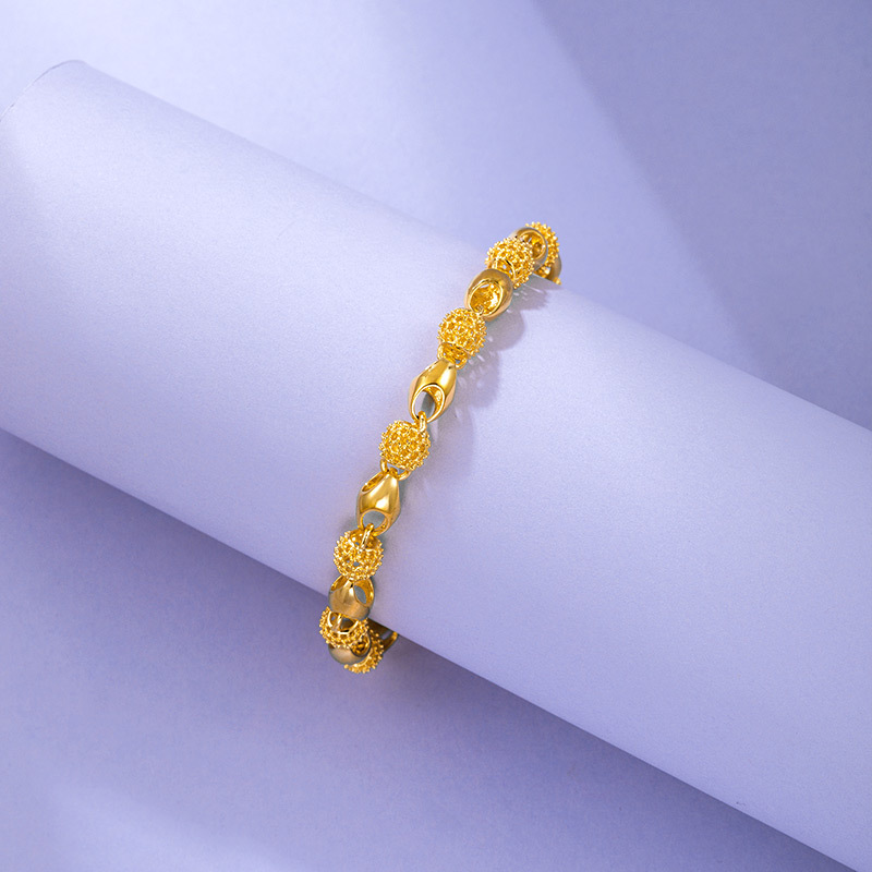 VOBIPY 14K Gold Plated Bracelets for Women Exquisite Beaded Chain Bracelet Bangle Wristband Pulseira Femme Wedding Jewelry Bijoux
