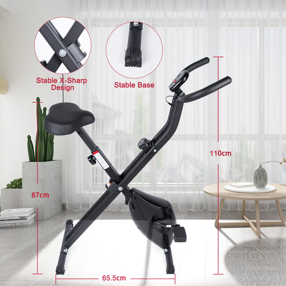 EVOLAND Foldable Exercise Bike - Portable Magnetic Resistance Trainer for HIIT