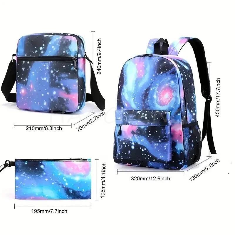 New Anime Print Backpack Set, With Tote and Pouch, Large Capacity Lightweight And Breathable Outdoor Knapsack