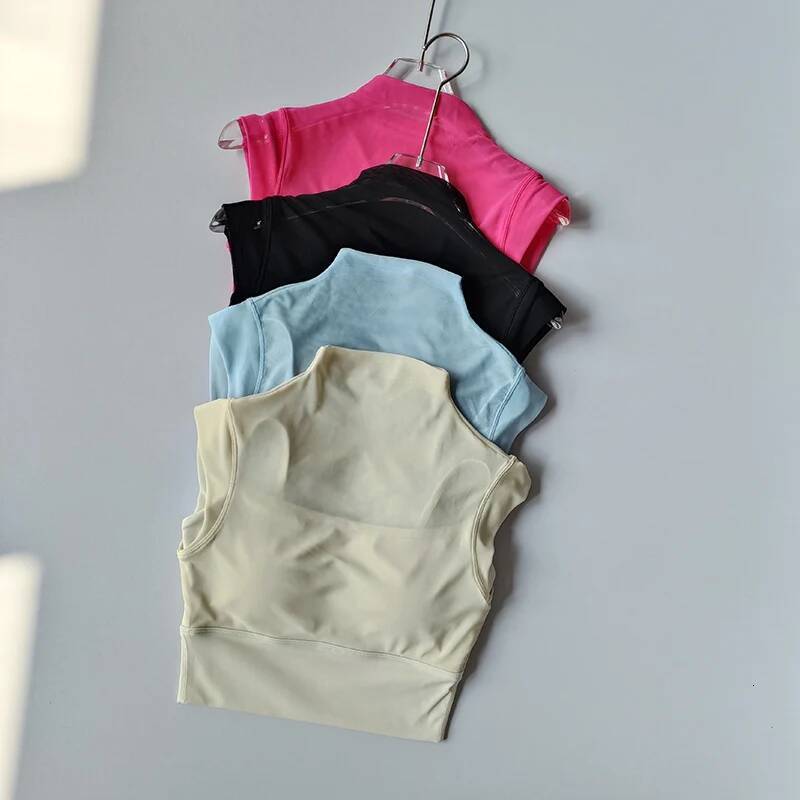 Fake Two-piece Mesh Yoga Women Fixed Cup Fiess Suit Short Sleeve Breathable Quick-drying Sports Bra Outside Top Shirt