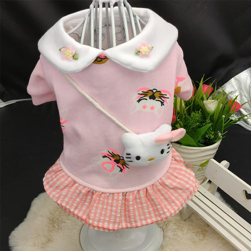 Cat clothes for spring and summer, anti shedding hair, breathable pink, three-dimensional cute cartoon