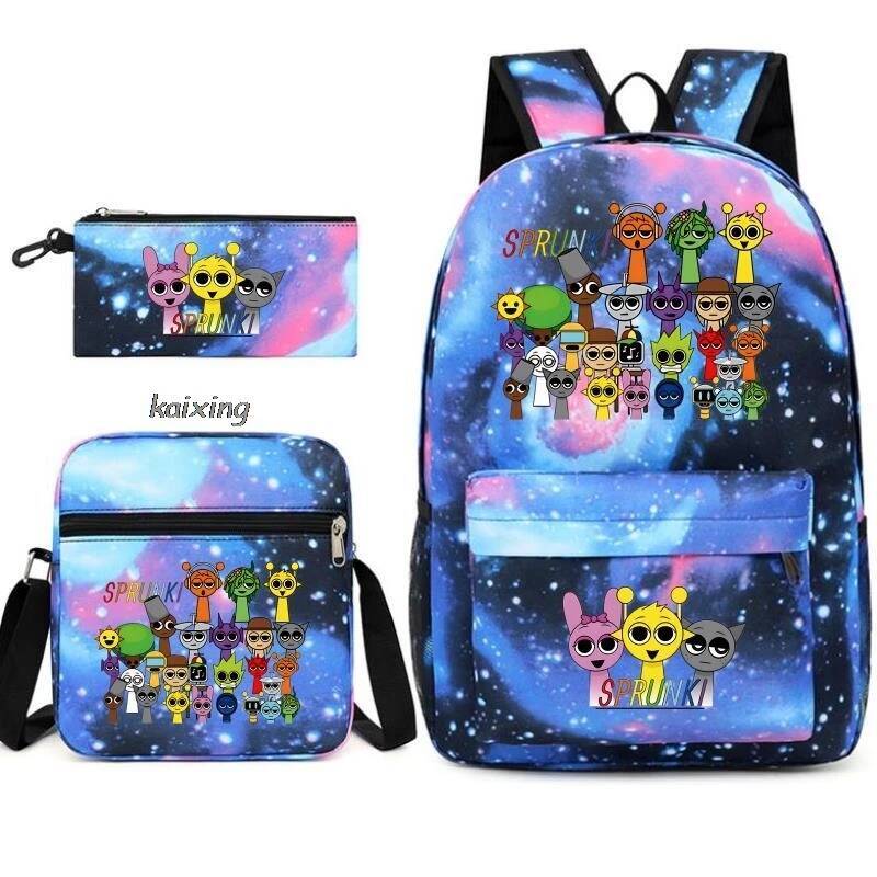 New Anime Print Backpack Set, With Tote and Pouch, Large Capacity Lightweight And Breathable Outdoor Knapsack