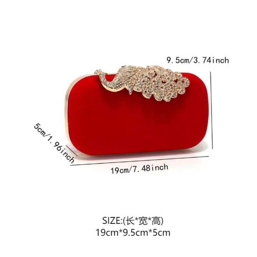Retro Black Evening Bag Womens Elegant Formal Wedding Party Handbags Vintage Velvet Clutch with Peacock Crystal Red Purses W250527