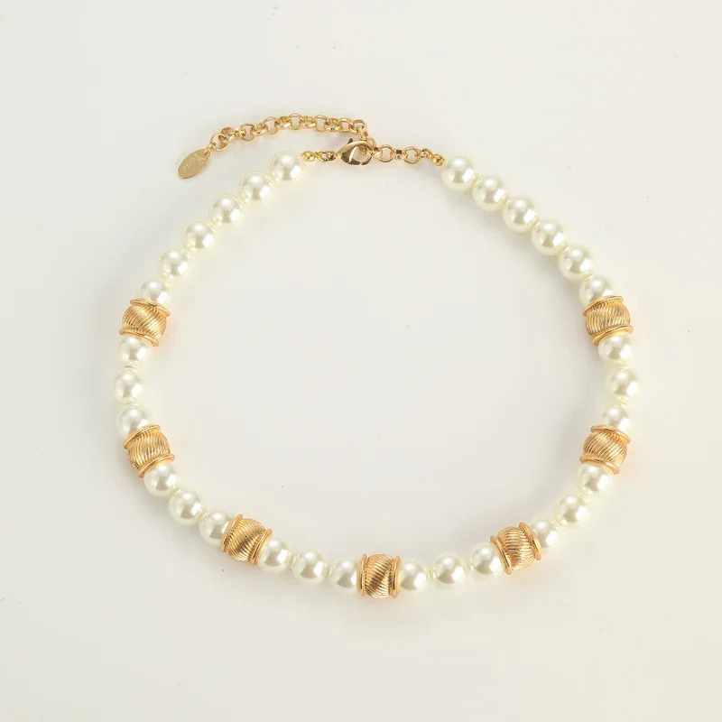 Pearl Choker Necklace Vintage Indian Natural Freshwater Gold Color Bead Wedding Collar Baroque Style Woman Accessories 250520