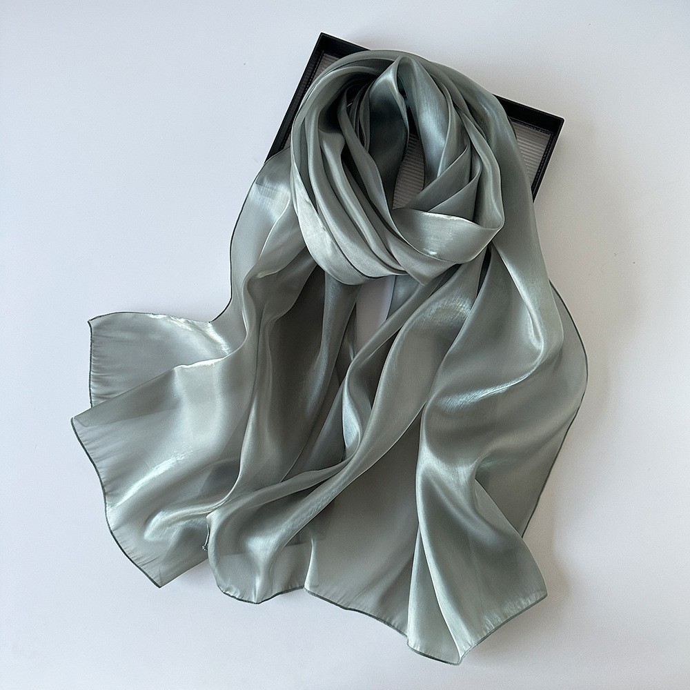 K841 Scarf for women Organza shiny silk scarf long strip high-end Southeast Asian Malaysian women black headscarf