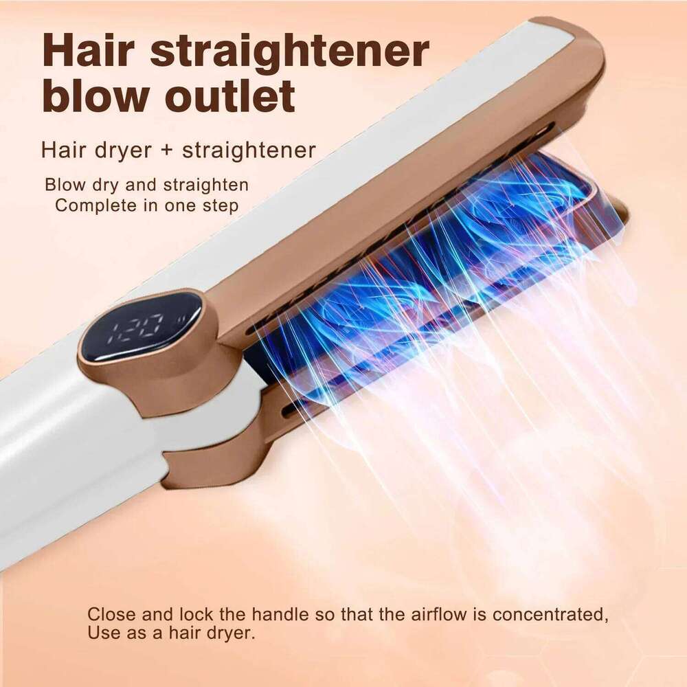 2 in 1 Wet and Dry Straightener Hair Dryer Air Wrapped Negative Ion Portable straightener