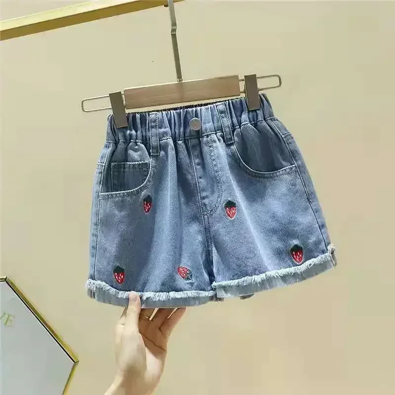1pcs Girls Shorts Kids Denim Pants Casual Jeans Children Cartoon Printed Clothing Teenagers Short Trousers Infant Bottoms 250527
