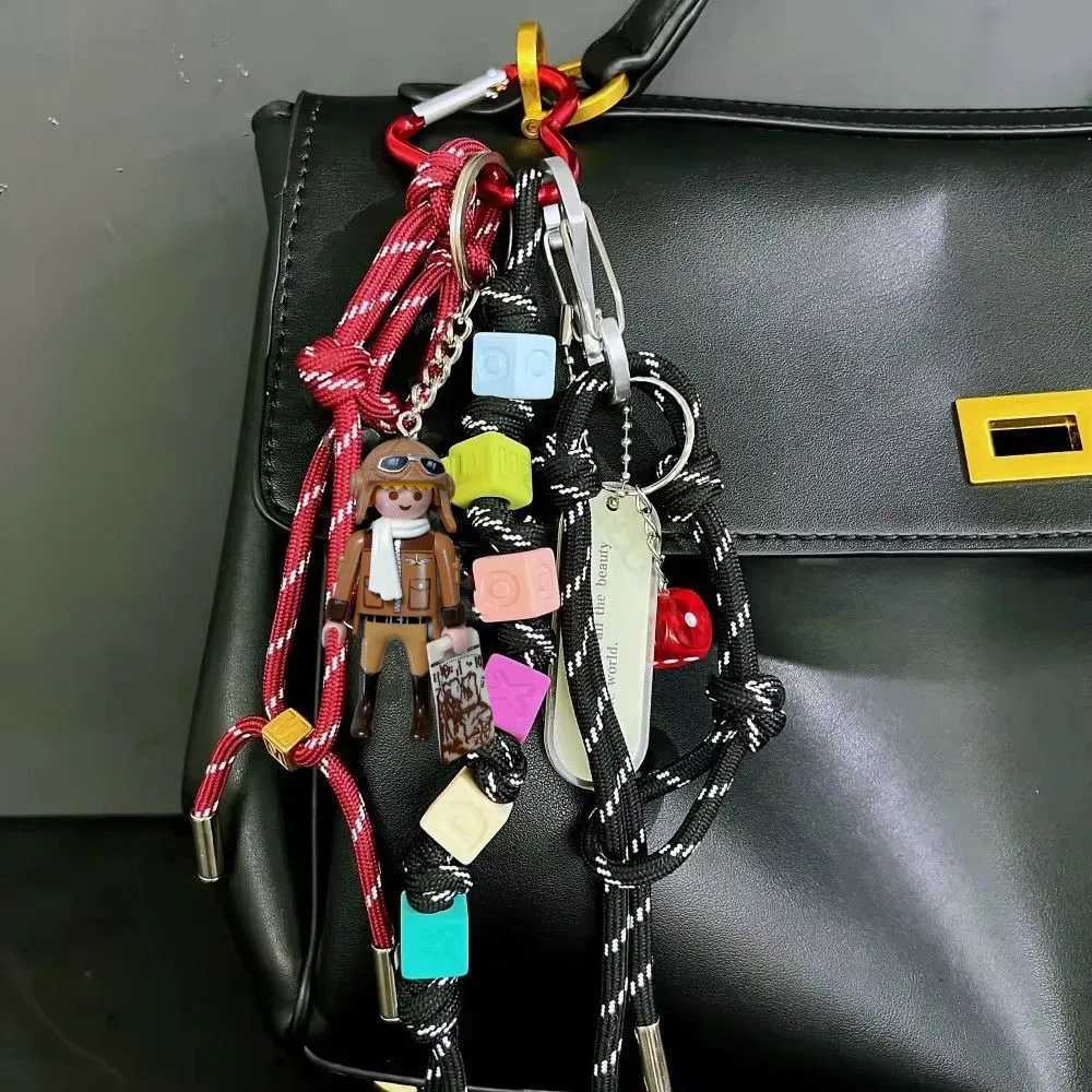 Korean Charm Nylon Handmade Rope Keychain Y2K Fashion Bag Pendant Jewelry DIY Sports Style Couple Bracelet Colorful Pendant Gift W250526