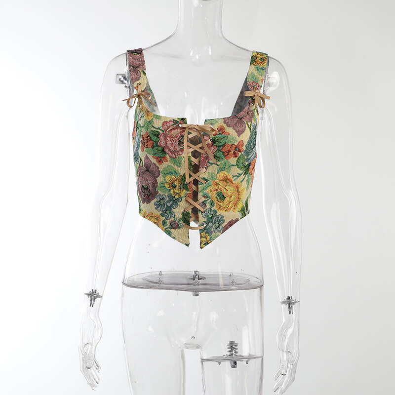 Ilya Jacquard Waist-Cinching Vest 2025 Summer New Floral Embroidery Small Camisole LQ21216PF