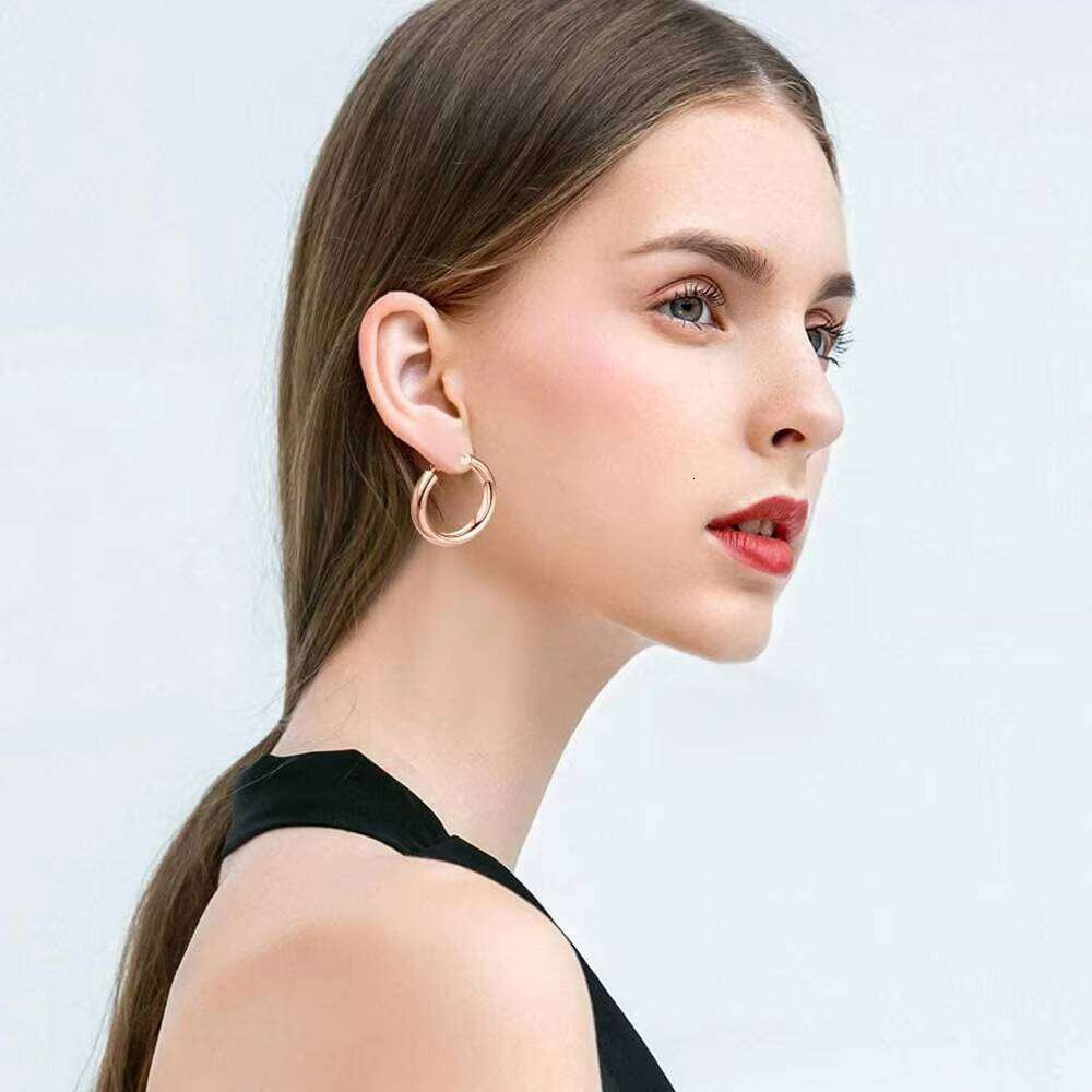 Sier Gold Thick Hoop Earrings Jewelry Pendientes Mujer Aretes Aros Boucle d'Oreille Brincos Orecchini Oorbellen Ohrringe
