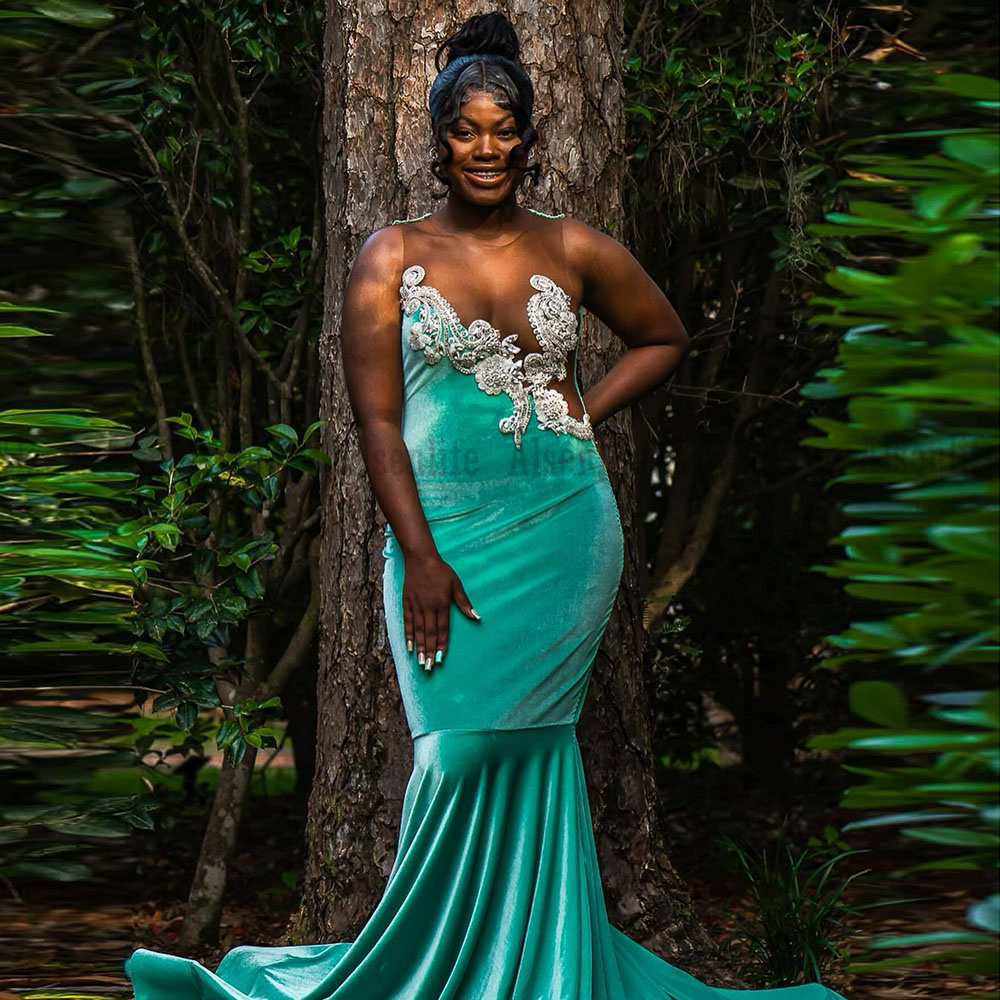 African Girls Prom Dresses Mermaid 2k25 Velvet Beading Celebrity Evening Party Dress Vestidos De Gala Customized