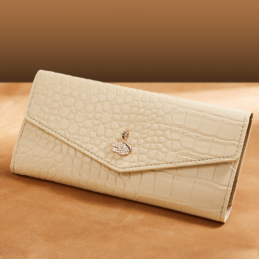 New women's long wallet ultra-thin fashion little swan multi card slot transparent ID card wallet designer men's wallet