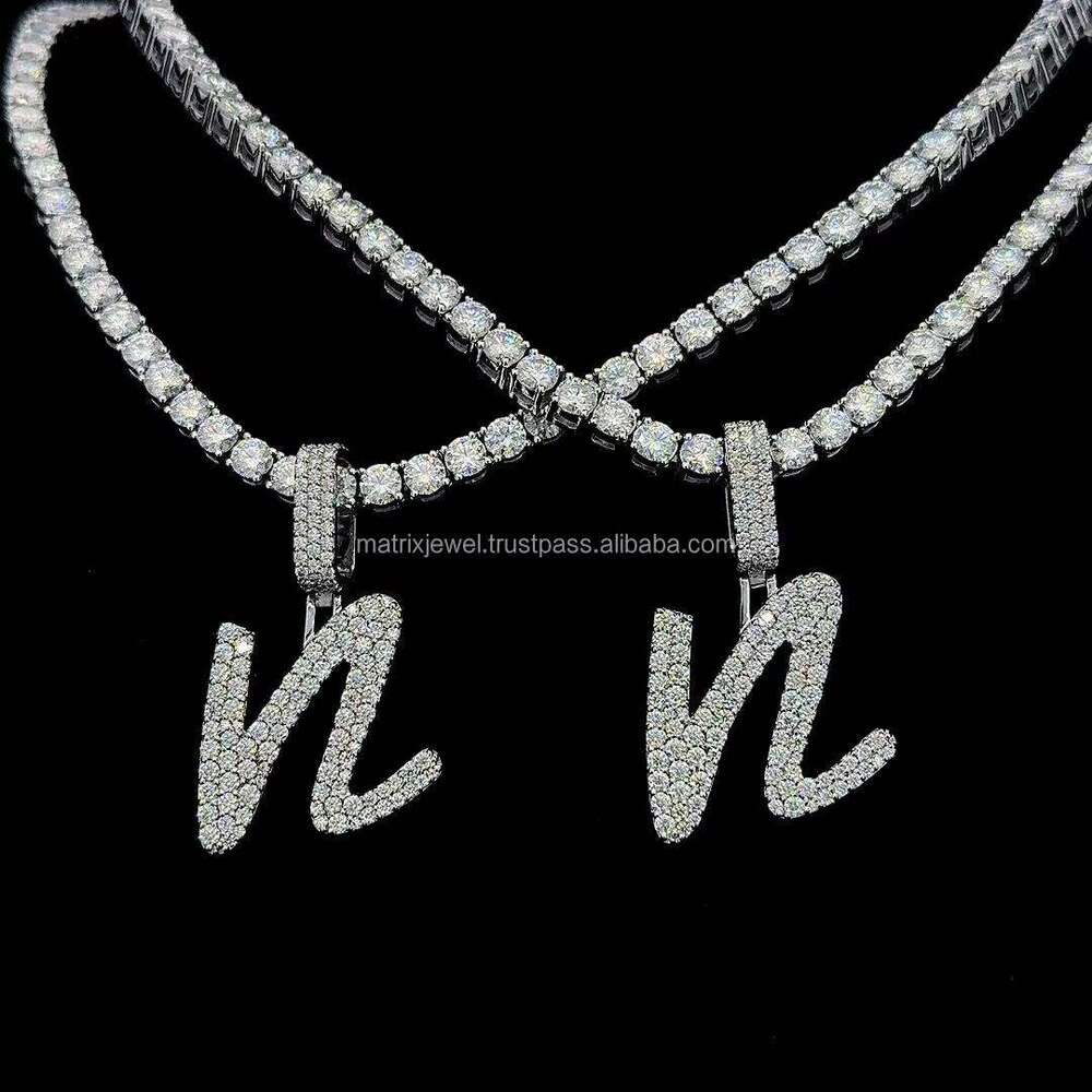 Single Letter Pendant VVS moissanite Studded dia premium quality Moissanite Dias elegant pendant