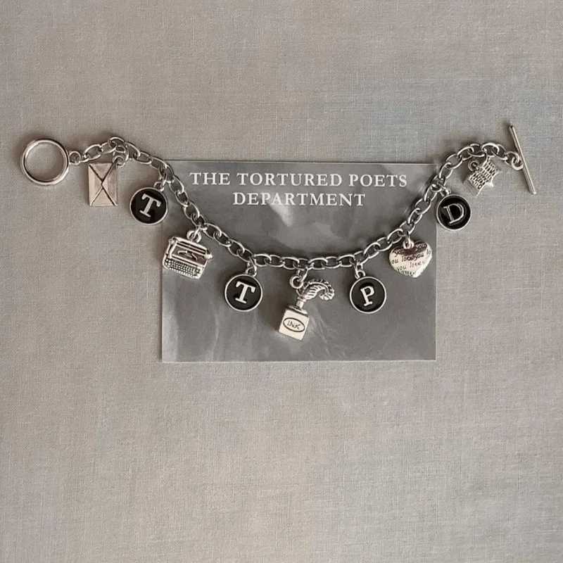 TTPD Bracelet TTPD The Tortured Poets Department Album Taylor Inspired Antique Silvery Charm Bracelet W250526