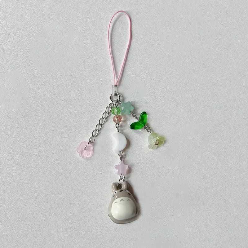 Handmade Cat Phone Charm Green Fairy Core Keychain W250526
