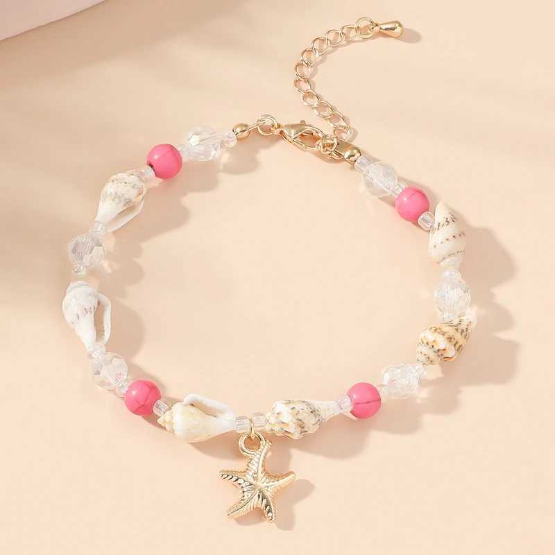 Bohemian Beach Blue Starfish Bracelet For Women Girls Summer Charm Shell Conch Beaded Adjustable Bracelet Friendship Jewelry W250526