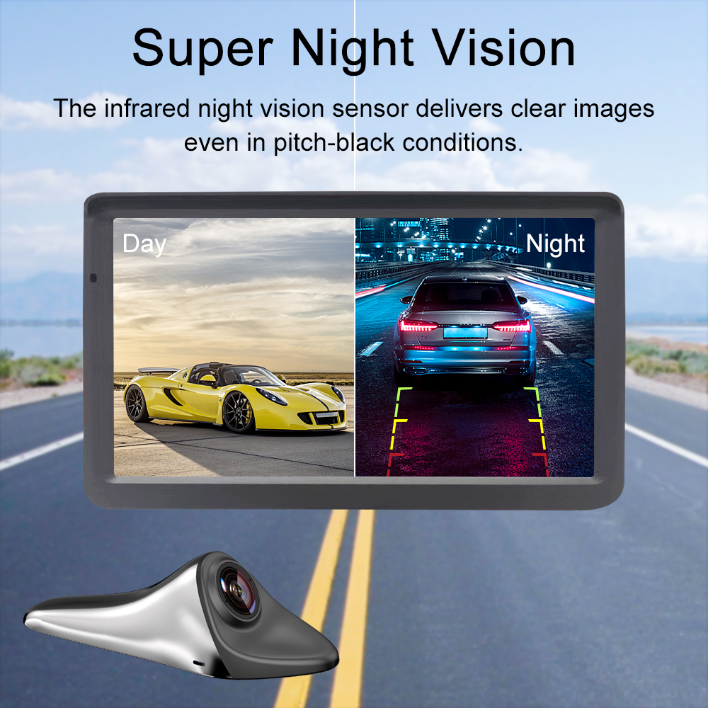 car Side View Camera 7 inch HD Surveillance System, IP68 Waterproof Blind spot Camera with HD LCD Screen Parking Assistance System