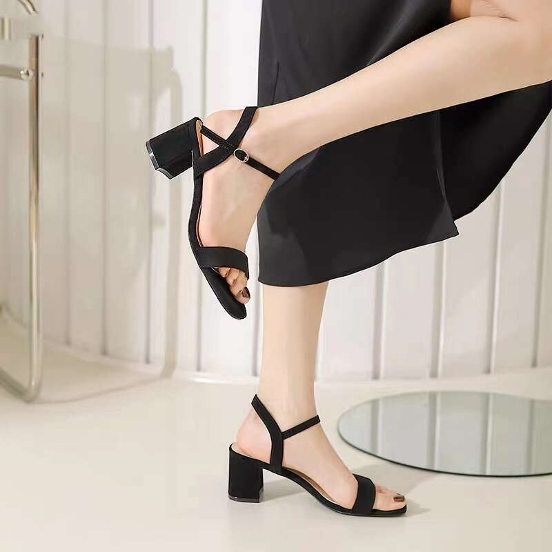 One-Strap Sandals for Women with Thick 2025 Summer New Soft Sole Fashion Fairy Style Internet Celebrity High Heels Women's Shoes