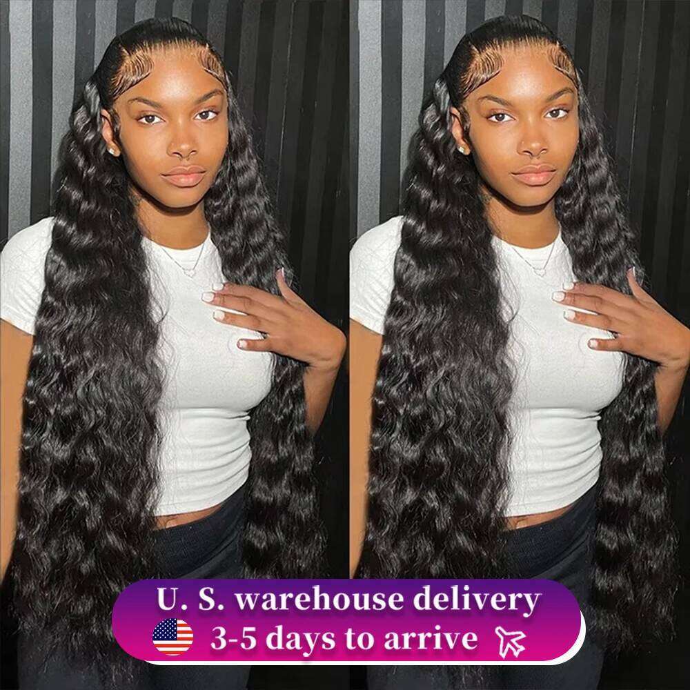 250% 30 38 40 Inch 13X6 Deep Hd Frontal Brazilian 13X4 Water Loose Wave Kinky Curly Lace Front Wigs Human Hair Wig