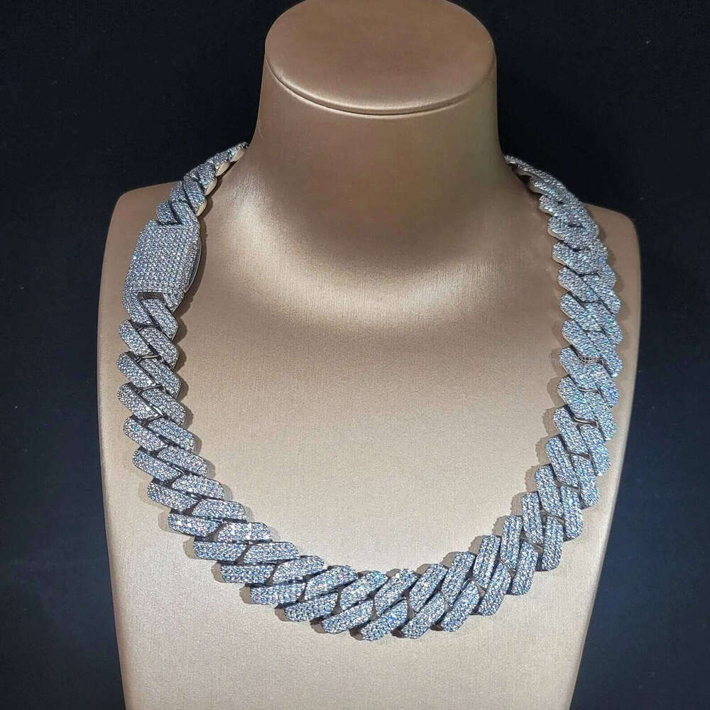 necklace cuban link bracelet rose gold 20mm Width 3 Row hop hip jewelry iced Out moissanite chain designer gift jewelery chains