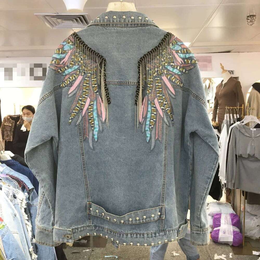 Women's Trendy Denim Jacket 2020 Spring Autumn Collection Loose-Fit Slimming Fringed Long Sleeve Top European Style Embroidery