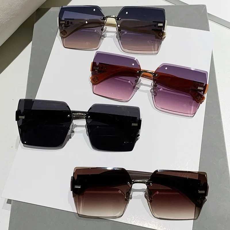 2PCS Gradient Lens Rimless Sunglasses for Men and Women Cut Edge Glasses for Outdoor Eyewear UV400 Protection Z250527