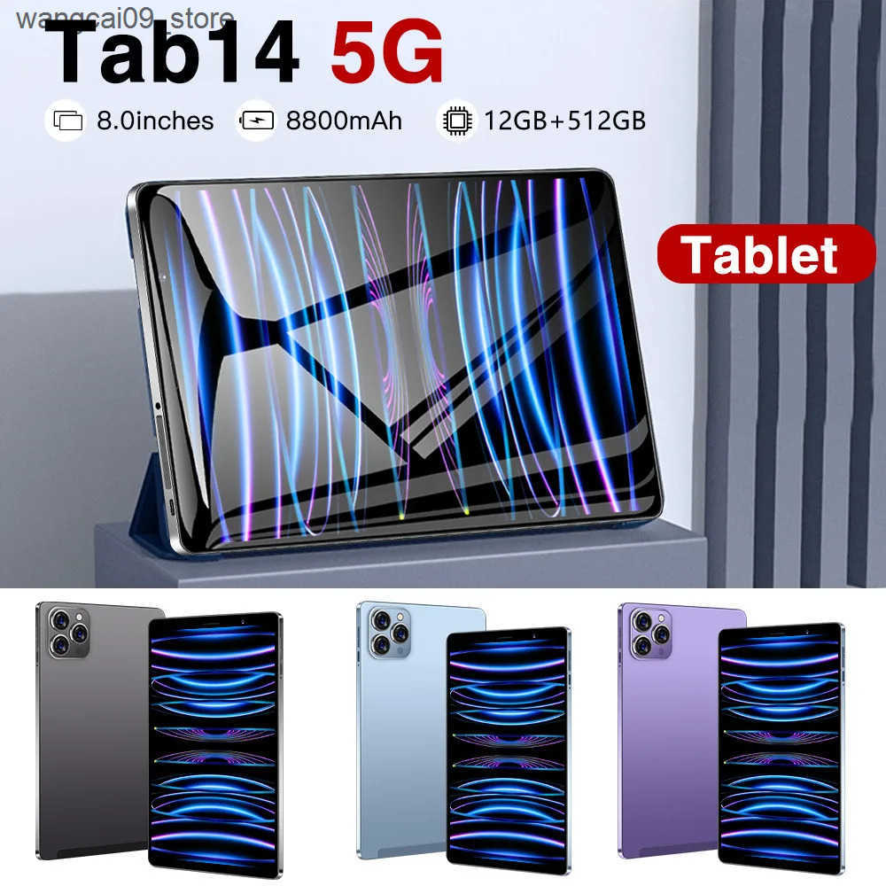 Global Version New TAB14 Tablet PC 8 Inch Android 12 Bluetooth 12GB 512GB Deca Core Google Play W 5G/4G WIFI Hot Sales Laptop z250527