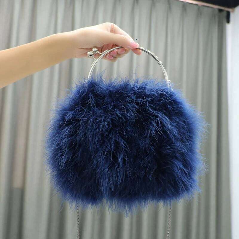 30 Color Fur Floral Bride Party Evening Clutch Women Wedding Purses and Handbags Small Shoulder Bag With Feather Bags