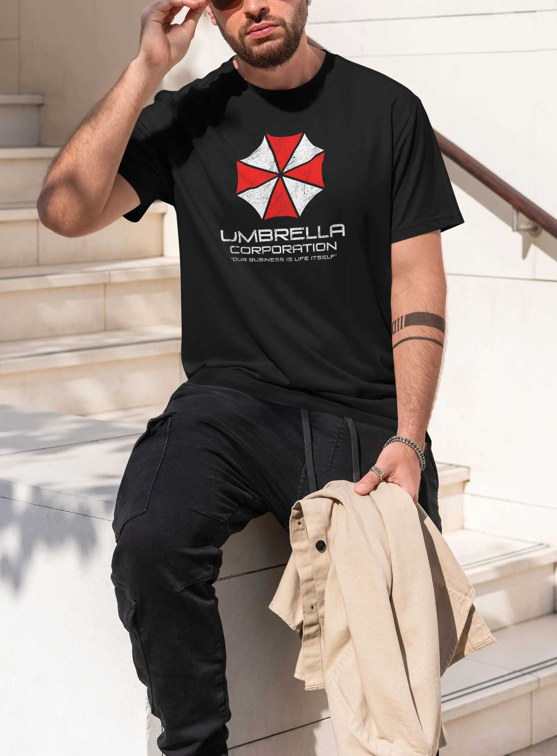Mens Cotton Umbrella Corporation Graphic T Shirt Street Casual Style Tee for Men and Women Z250527