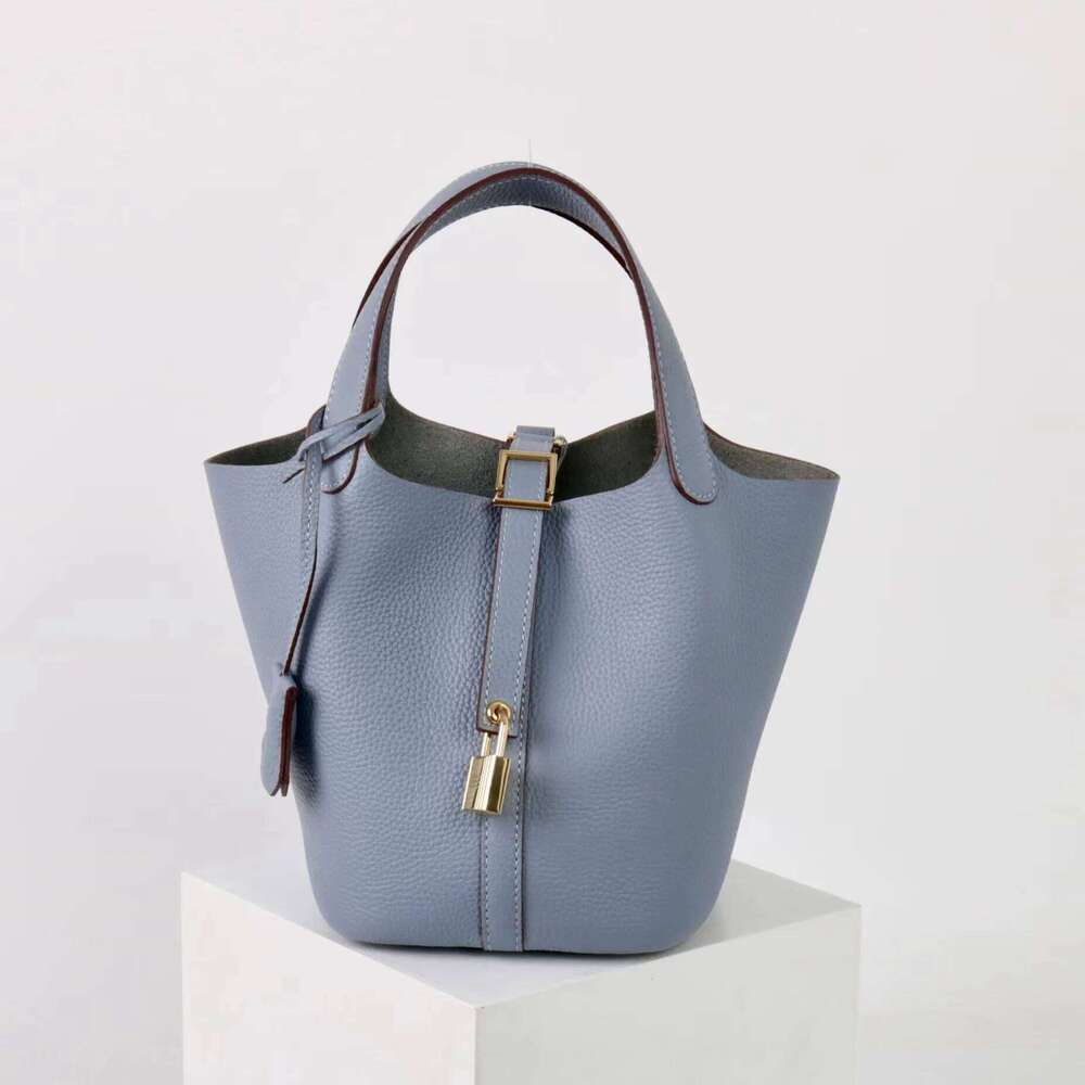 VIELINE New Women s Basket Genuine Leather Underarm One shoulder Handbag Small Tote Inside Crossbody Bucket Bag bag