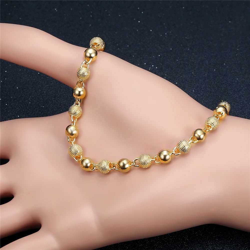 Punk Womens Chain Bracelet Wholesale Braslet 18cm Gold Color Beads Bracelets for Women Vintage Wristband Jewelry Gift 2025 W250526