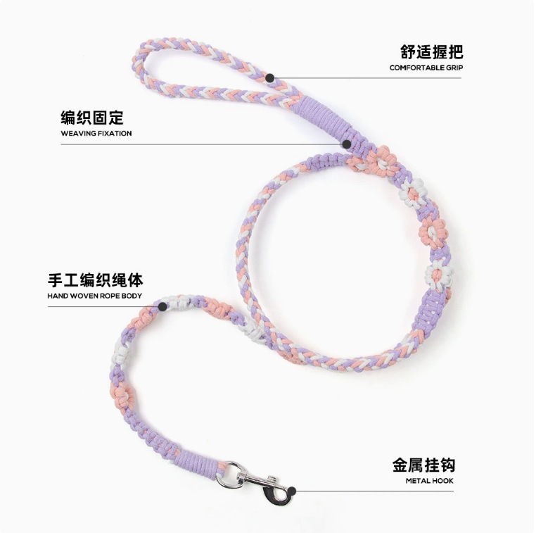 Charming DIY Canine Lead Crafted by Hands - Durable Multicolor Outdoors Companion