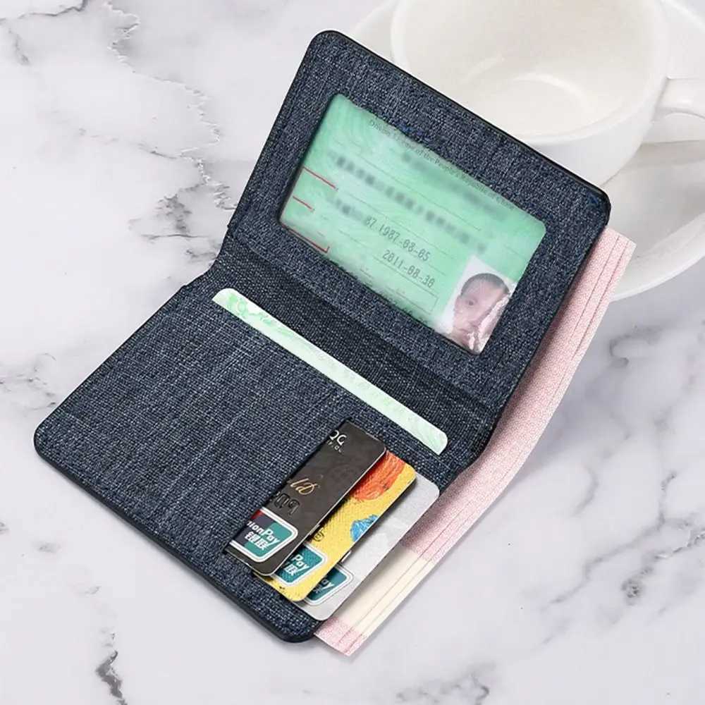 Bifold Women Men Short Wallet Portable Canvas Zippered Coin Purse Multi-purpose Multi-Pocket Business Card Holder Z250527