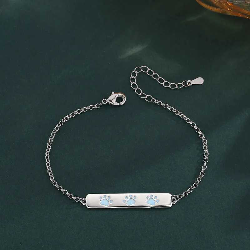 925 Sterling Silver Cat Dog Couple Bracelet Set Adjustable Matching Jewelry for Boys Girls with Gift Valentines Day Gift W250526