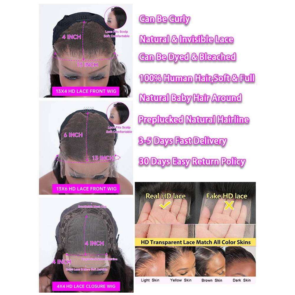 Reddish Brown Body Wave Human Hair 13x4 13x6 Transparent Lace Frontal Wig 4x4 Closure Glueless Wigs For Women