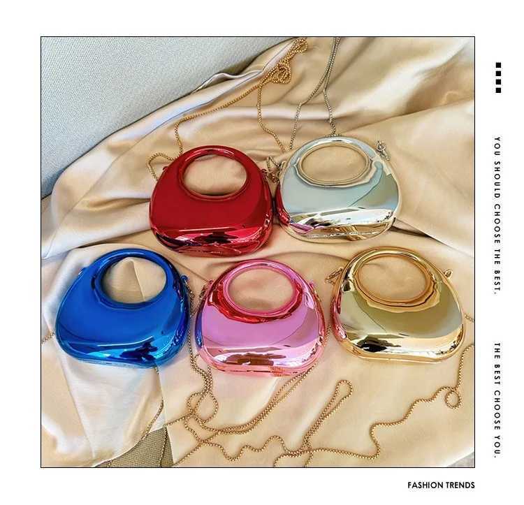 Mini Golden Evening Bag Purses and Handbags Luxury Designer Shoulder Bags Funny Shape Party Wedding Acrylic Shiny Clutch Purse W250527
