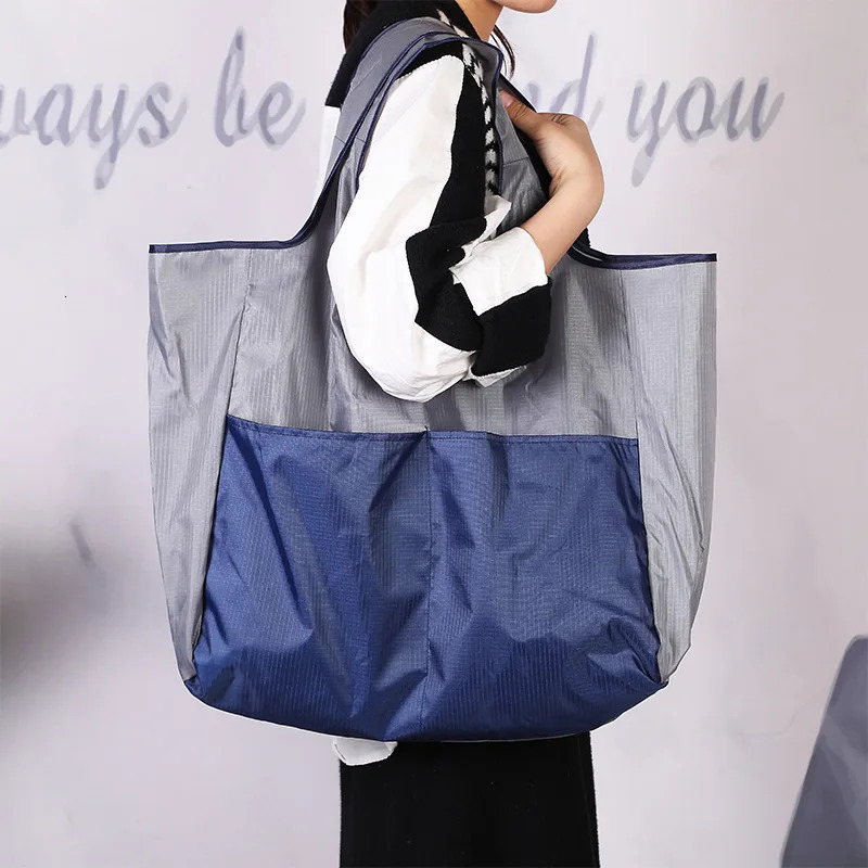 Large Foldable Shopping Bag Reusable Eco Bag Fruit Picnic Bag Grocery Package Beach Toy Storage Bags Woman Tote Shoulder Pouch 250526