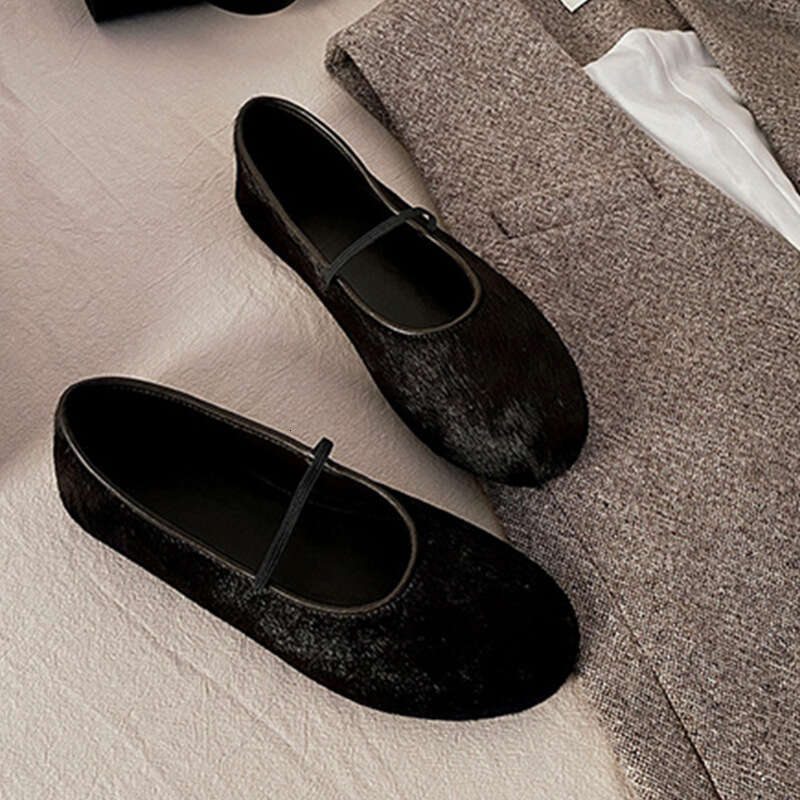 Sheepskin Version ~ French Style Round Toe Horsehair Strap Mary Jane Versatile Comfortable Flat Shallow Ballet Flats for Women