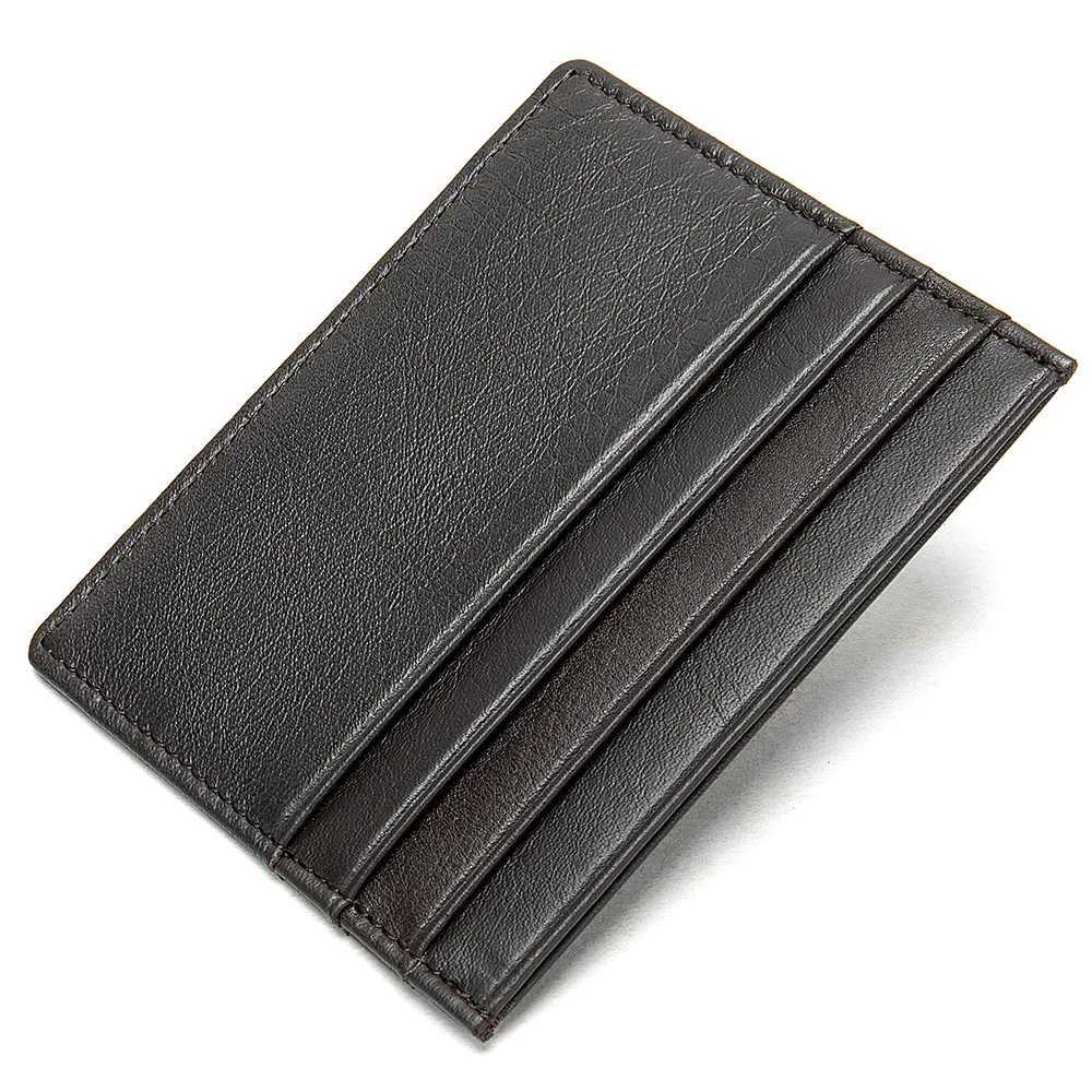Genuine Cow Leather ID Card Holder Business Wallet With 7 Card Slots Slim Card Case Z250527