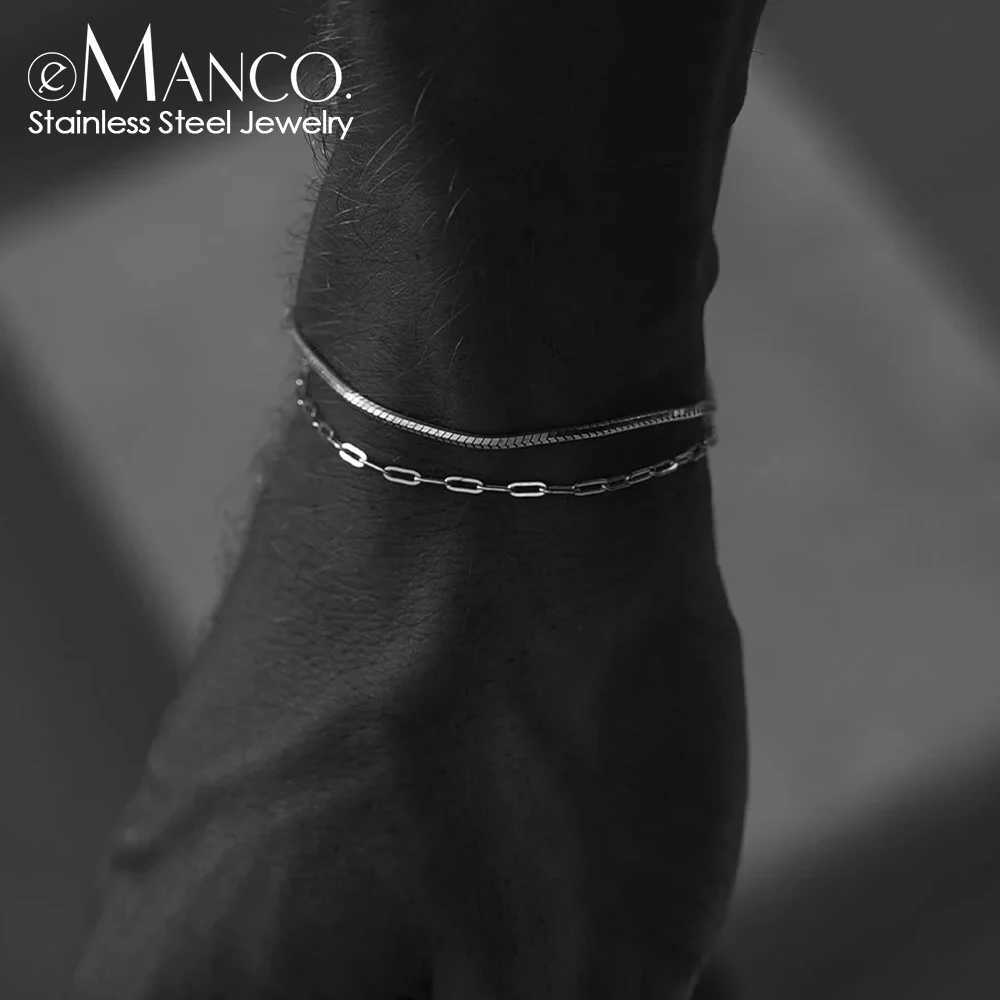 eManco Simple Mens Bracelet 2MM Stainless Steel Paperclip Chain Adjustable Fashion Accessories Birthday Party Gifts Direct W250526