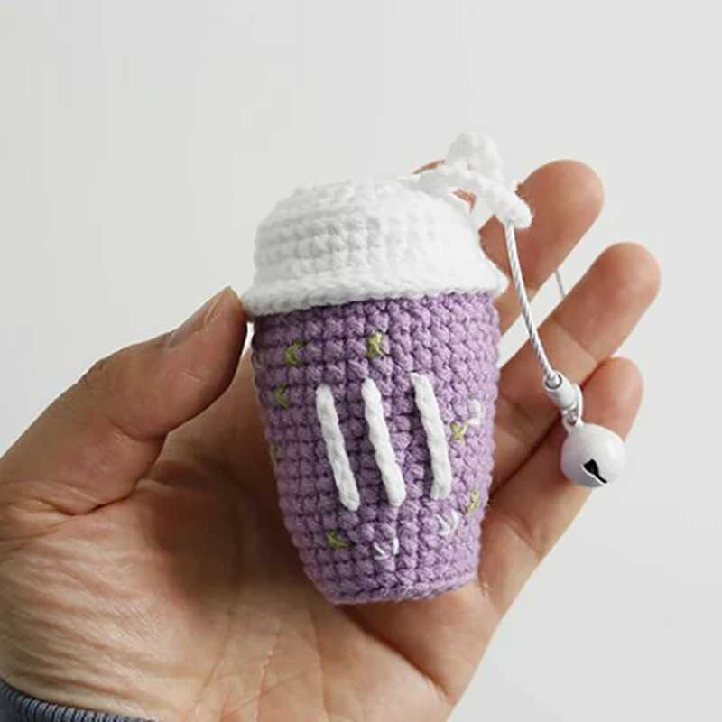 Creative Coffee Cup Crochet Keychain For Car Keys Keychains Cute Knitting Cup Pendant Keyrings Handmade Knitted Keychains 2024 W250526