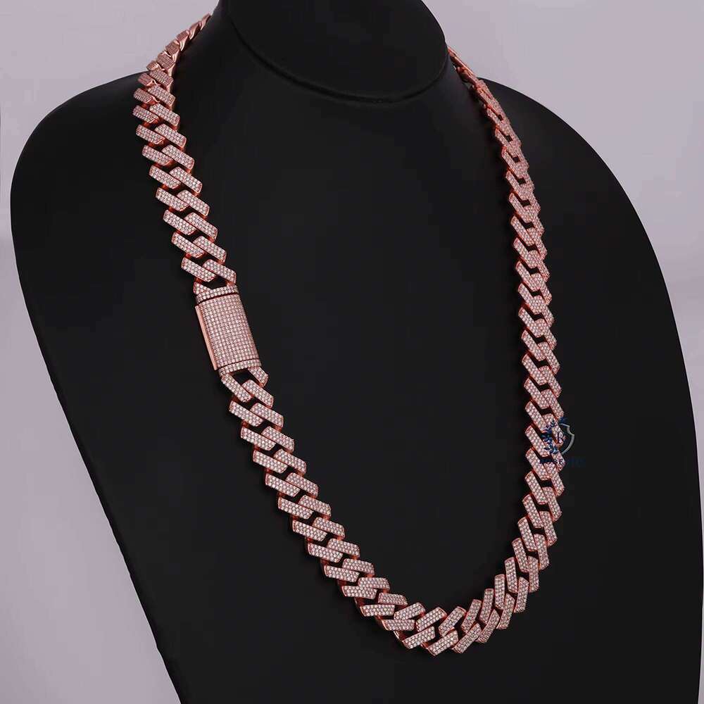 VVS Moissanite Cuban Link Chain 18mm Sterling Sier Iced Out Mens Necklace Pass Dia Tester