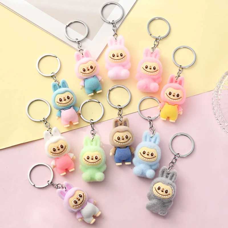 LaBuBu Cute Keychain Bead Jewelry Resin Cartoon Backpack Pendant Fluff Pvc Phone Ornaments Bag Charms Rabbit Clasp Car Keychain W250526
