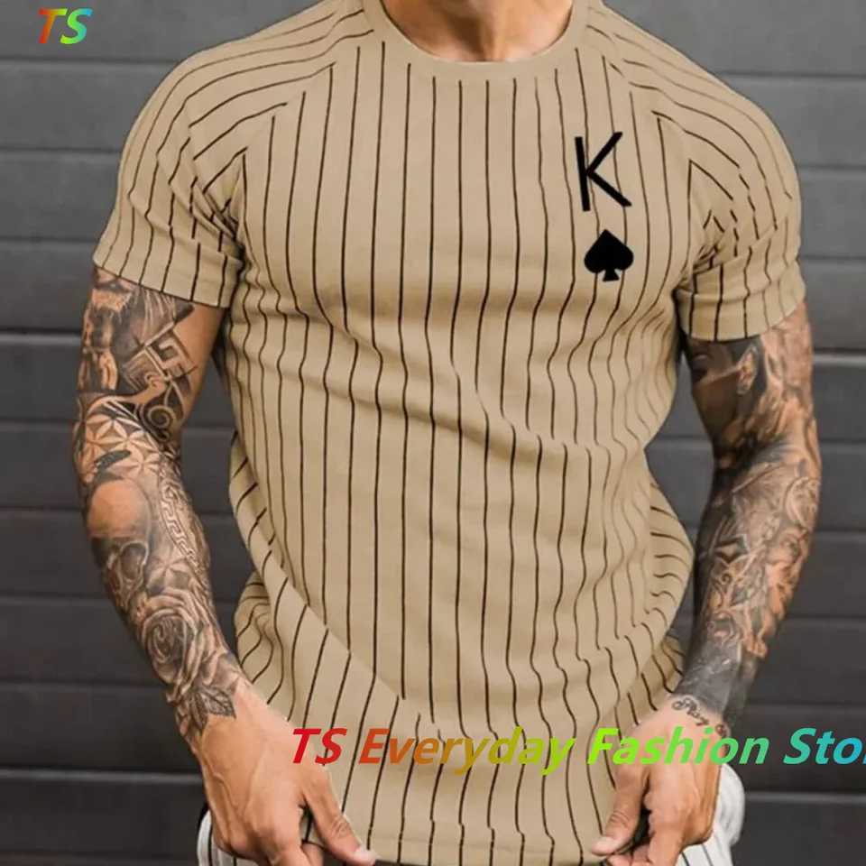 Mens Oversized O-neck Top 3D Casual Print Mens T-Shirt Stripe Clothes Summer Men Short Sleeve Tee Harajuku Street T-Shirt Daily Z250527